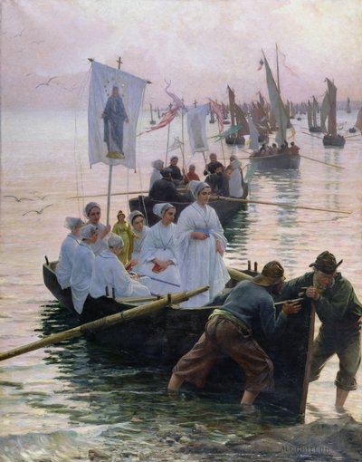 1887年从Fouesnant到Concarneau的圣安妮游行队伍的到来 作者 Alfred Guillou
